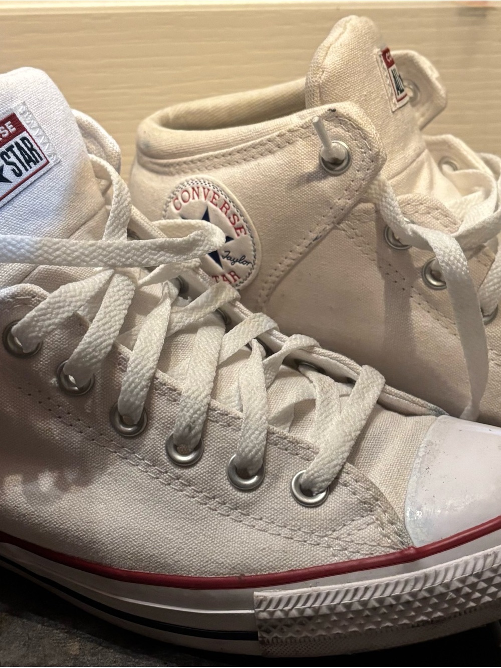 Converse High Top Sneakers with Red Stripe